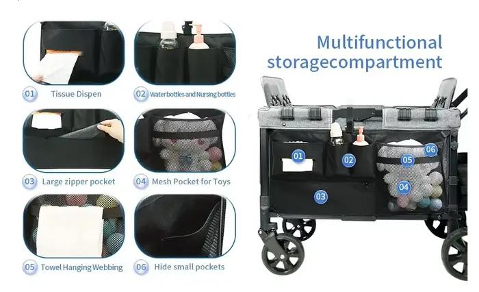 Filet de chargement pour chariot de poussette, organisateur d'accessoires de chariot compatible avec