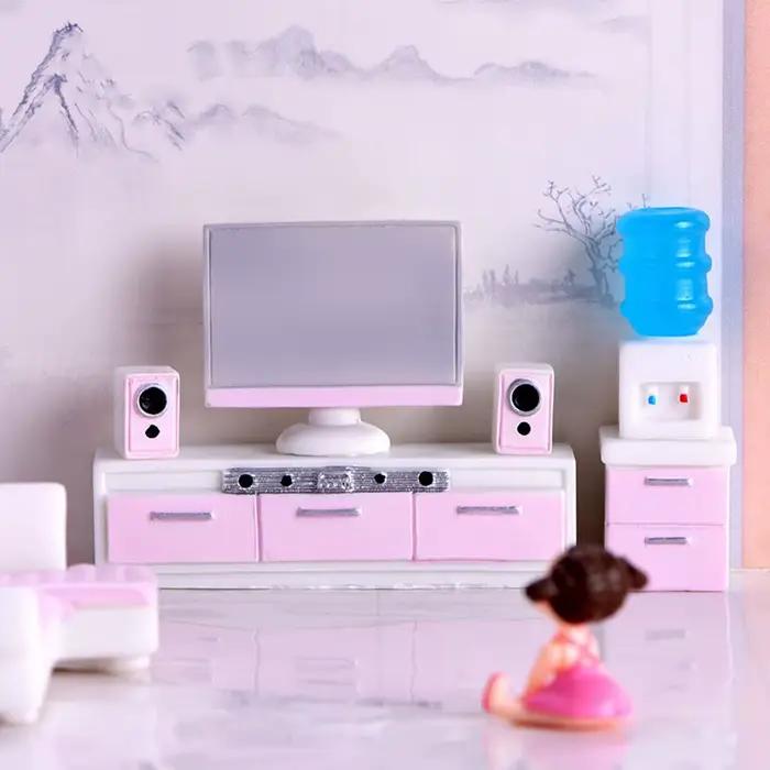 Meubles miniatures pour maison de poupées, mini kit de jouets, accessoires TV, cuisine, réfrigérateu