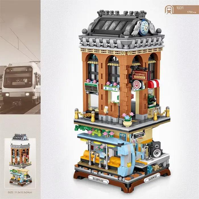 City Street View Architecture Station, Mini Night Subway Model importer, Brick Metro Station, Toy Co
