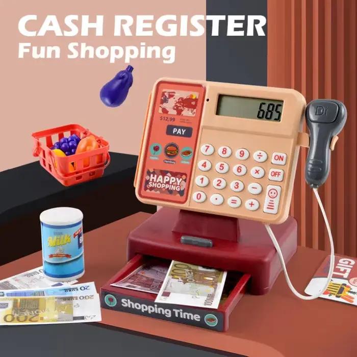 Boîte de caisse enregistreuse à balayage, pièces de monnaie, Simulation de nourriture pour enfants, 