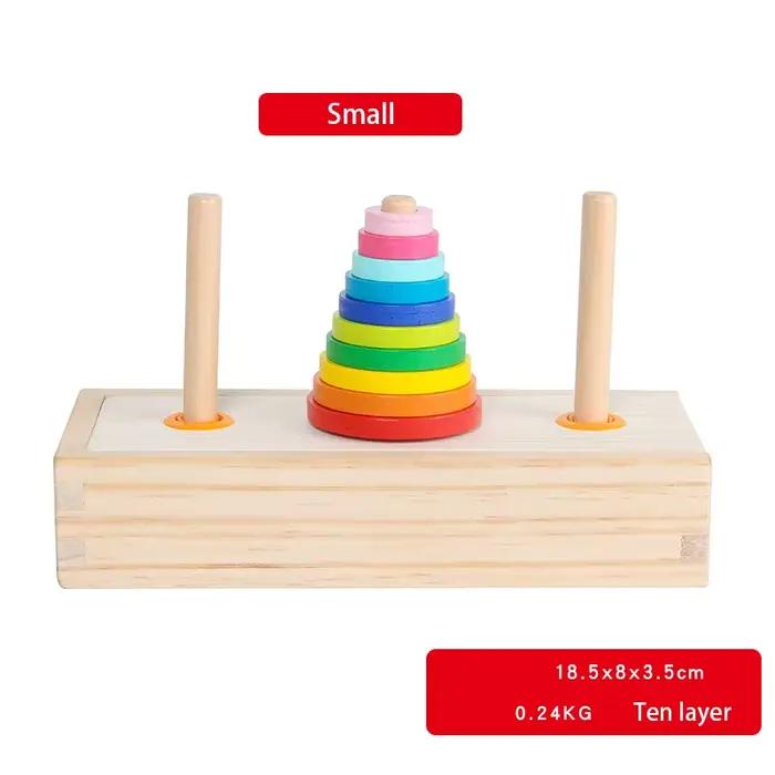 Tour de pile de Puzzle en bois classique d'hanï, jouets éducatifs mathématiques pour enfants, jouet 