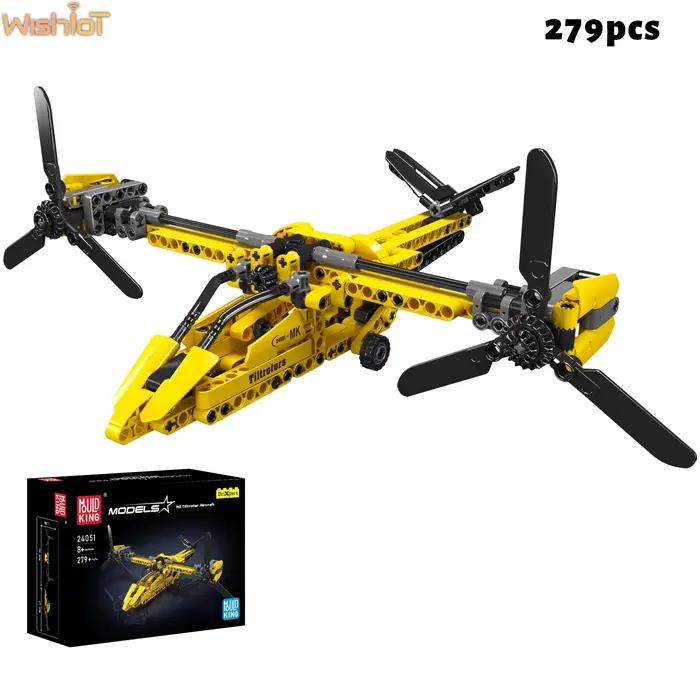 Mould King 24051 blocs de construction d'avion inclinable, Mini modèle d'avion 279 pièces, jouet d'a