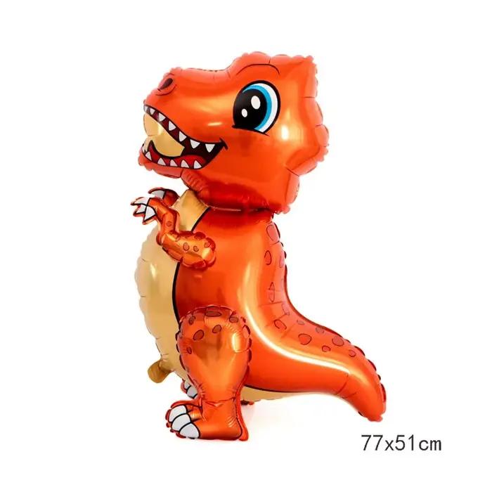 1 pièce Ballon en aluminium 3D en forme de dinosaure T-Rex de dessin animé, pour décoration de fête,