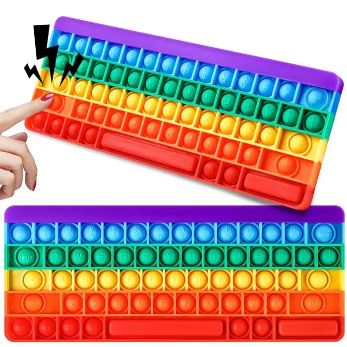 Clavier Push Bubble Fidget jouets sensoriels arc-en-ciel Popping Silicone jeu jouet anxiété et anti-