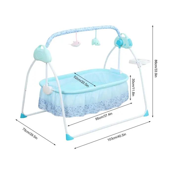 Balançoire portable pour bébé avec moustiquaire, musique intégrée, oreiller doux et matelas épais – 