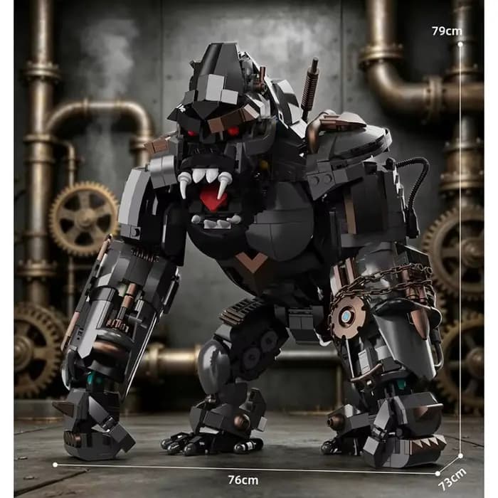 Blocs de construction géants King Kong, 1414 pièces, décoration créative d'animal Mecha Gorilla noir