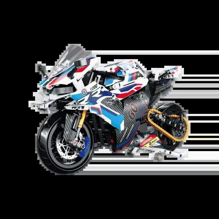 Ensemble de blocs de construction de moto à 8 moteurs de haute technologie, briques de moto uniques,