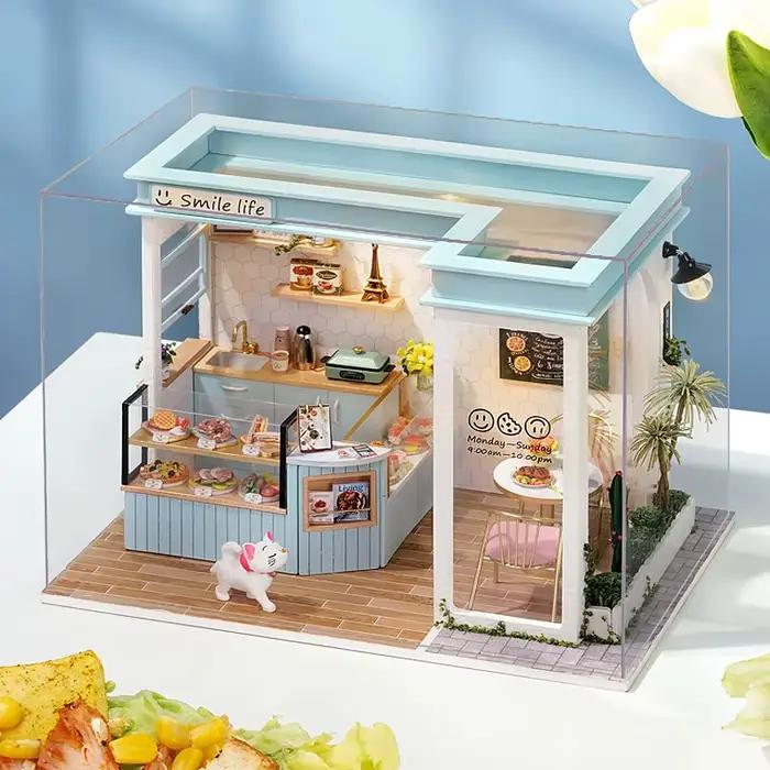 Maison de poupée Miniature en bois, Puzzle 3D fait à la main, Kits de construction, petite maison av