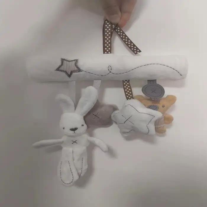 Lapin suspendu pour bébé, cloche à main, siège de sécurité, jouet en peluche multifonctionnel, pouss