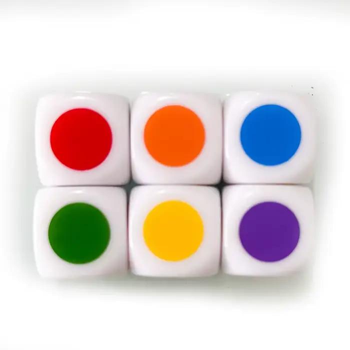 6 pièces/ensemble 6 faces rondes couleur dés drôle jeu de Puzzle 16 Mm