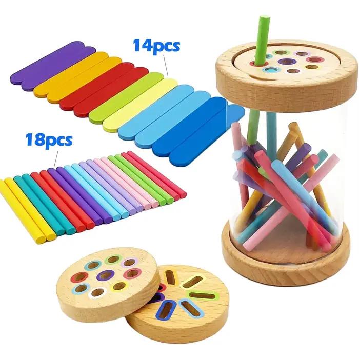 Jouets Montessori de tri de couleurs en bois, jouet éducatif pour l'éveil, développement de la motri