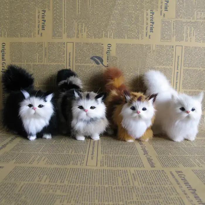 Jouets en peluche de chat de Simulation mignon, modèle de chaton en peluche doux, faux chat, animaux