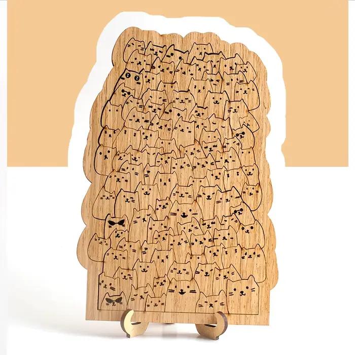 100 puzzles en bois pour chatons, à haut niveau de difficulté, parfaits pour les cadeaux de Noël et 