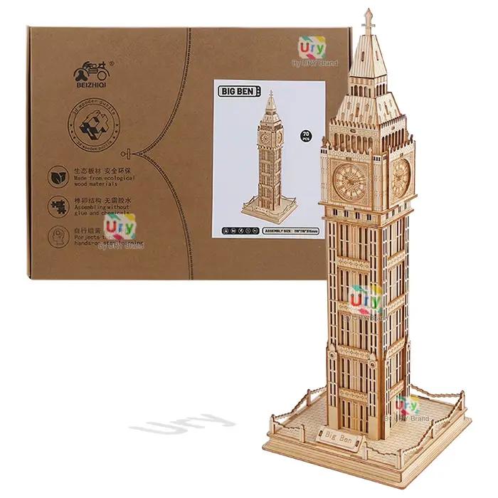 Ury 3D Puzzle en bois penché de Pisa Big Ben célèbres Attractions européennes du Royaume-Uni bâtimen