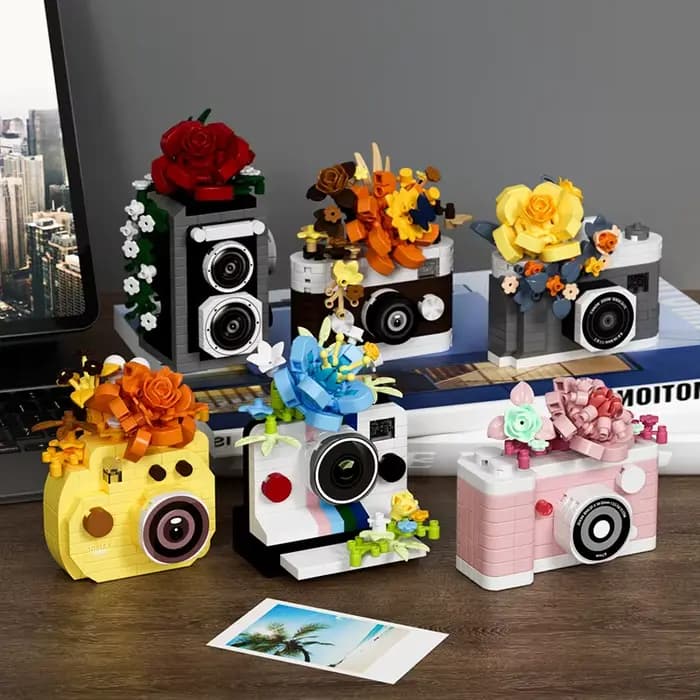 Ensemble de blocs de construction de modèle de fleur de miroir d'appareil photo reflex-jouet éducati