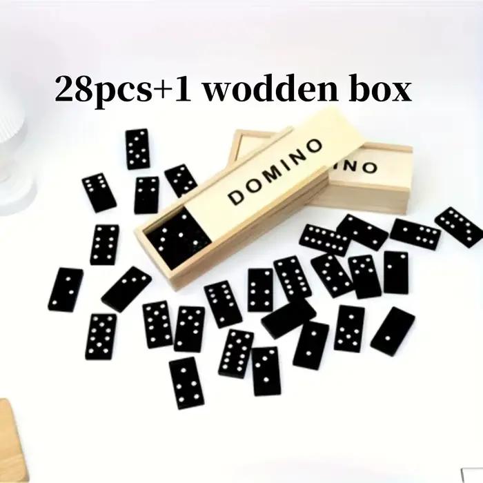 28 pièces, 1 jeu de jeux de société dominos en bois, jeux de table amusants pour voyager, jouets dom