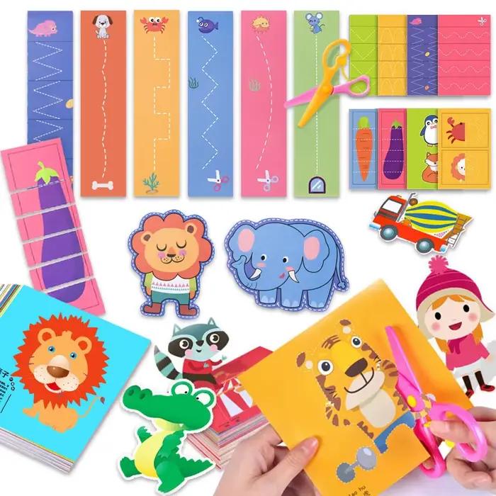 Livre d'activités d'apprentissage de la coupe du papier pour enfants, jouets d'artisanat, ciseaux de