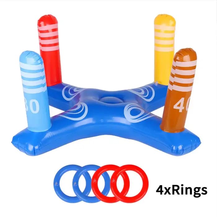 Jouets gonflables de jeux de lancer d'anneau de piscine, anneau de piscine flottant avec 6 anneaux, 