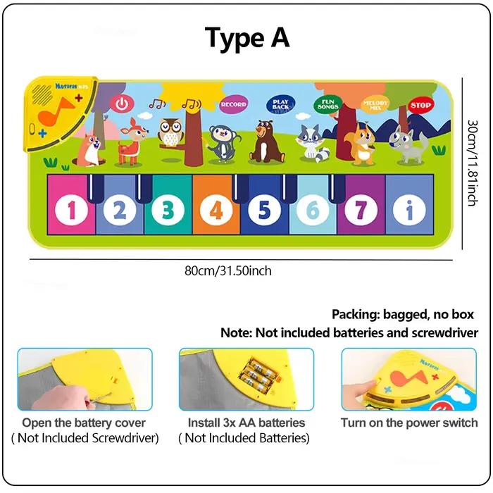 Tapis de danse de Piano pour enfants, 80x30cm, tapis de jeu musical avec chansons de démonstration, 