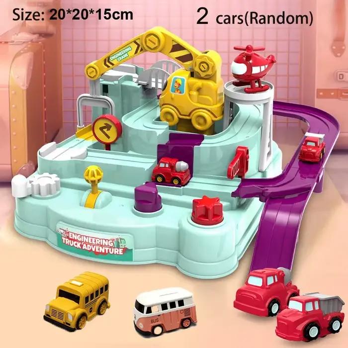 Jeu de pistes de voiture sur Rail de course pour enfants, planche de Train, stationnement d'aventure