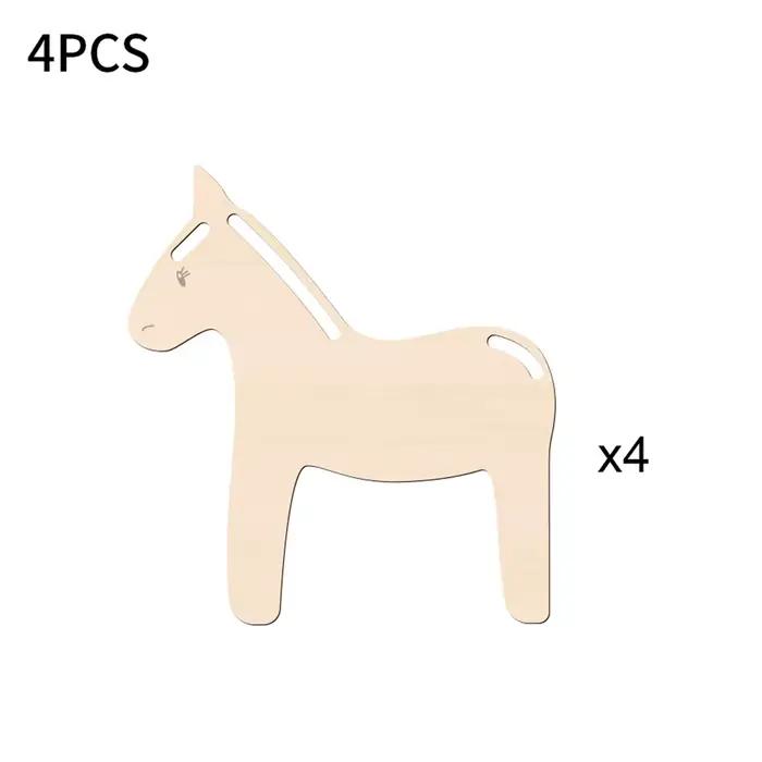 Chevaux artisanaux d'anniversaire en bois non peints, 4 pièces, artisanat de bricolage pour la décor