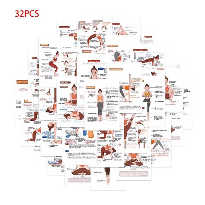 32 pièces/ensemble cartes de guidage de pose de yoga – Cartes de pratique de base du yoga, instructi