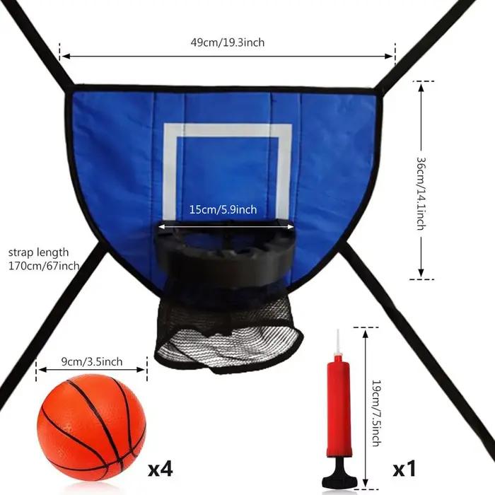 Panier de basket réglable pour trampoline, panier de rebond souple avec 4 balles, pièces de trampoli