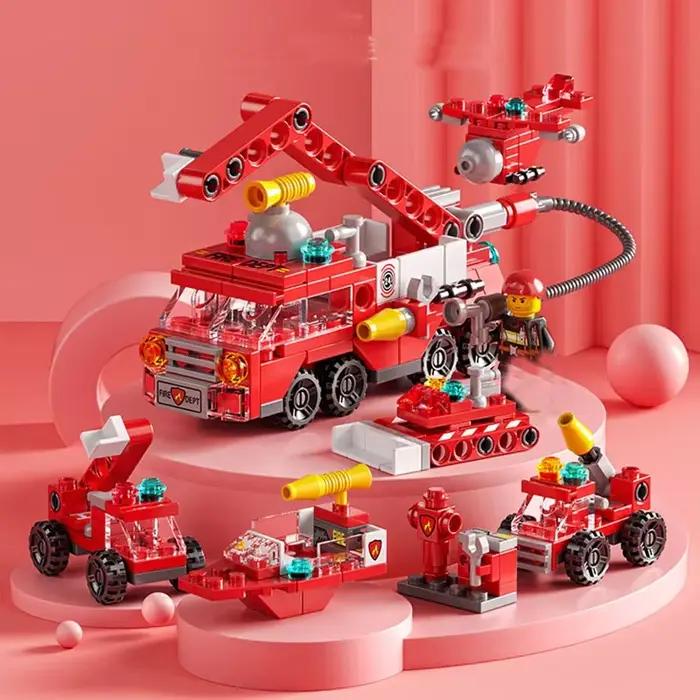 Ensemble de blocs de construction de camion de pompiers de la ville, jouet de modèle de voiture de p