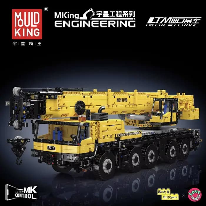 Mould King 17073 17074 Voiture technique télécommandée LTM 1110 Grue de construction en blocs de con