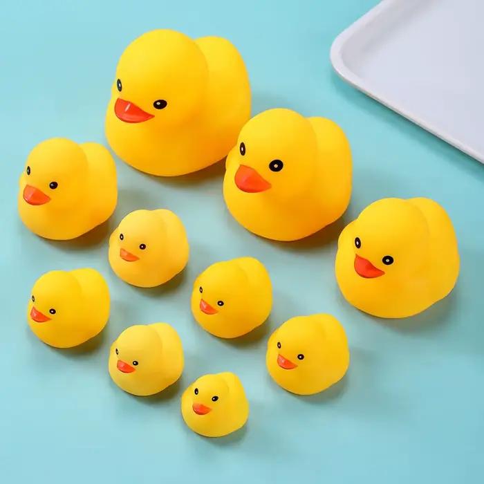 Jouets de Bain en Forme de Petit Canard Jaune pour Bébé, Accessoire en Caoutchouc à Presser, Jouet A