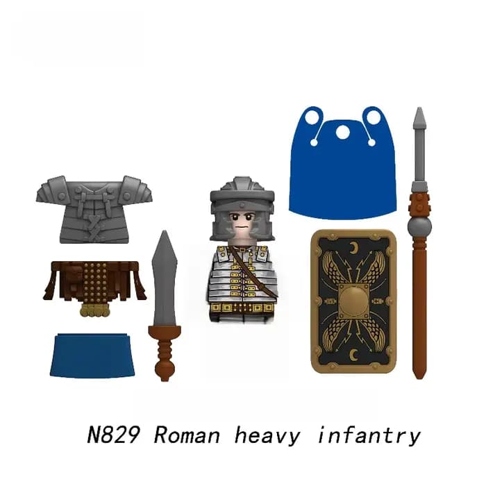 Figurines militaires médiévales de guerre de Rome, 1 pièce, blocs de construction, casque, armes, ac