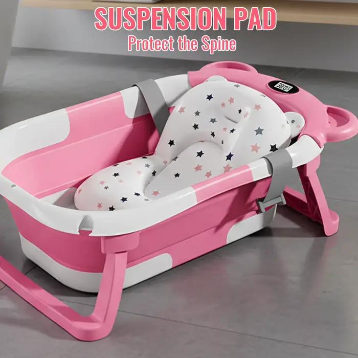 Baignoire pliable pour bébé avec capteur de température, design antidérapant, baignoire de voyage po