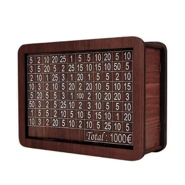 Tirelire en bois, coffre-fort, caisse d'épargne, mallette de rangement, défi, 1000/2000/3000/5000/10