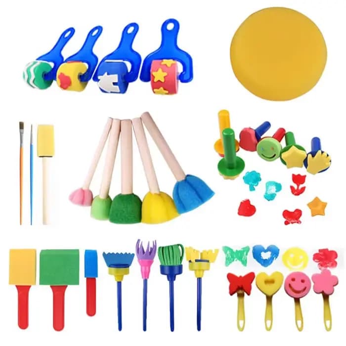 Ensemble de brosses éponge Graffiti pour enfants, jouets de dessin, sceau en forme de balai, brosse 