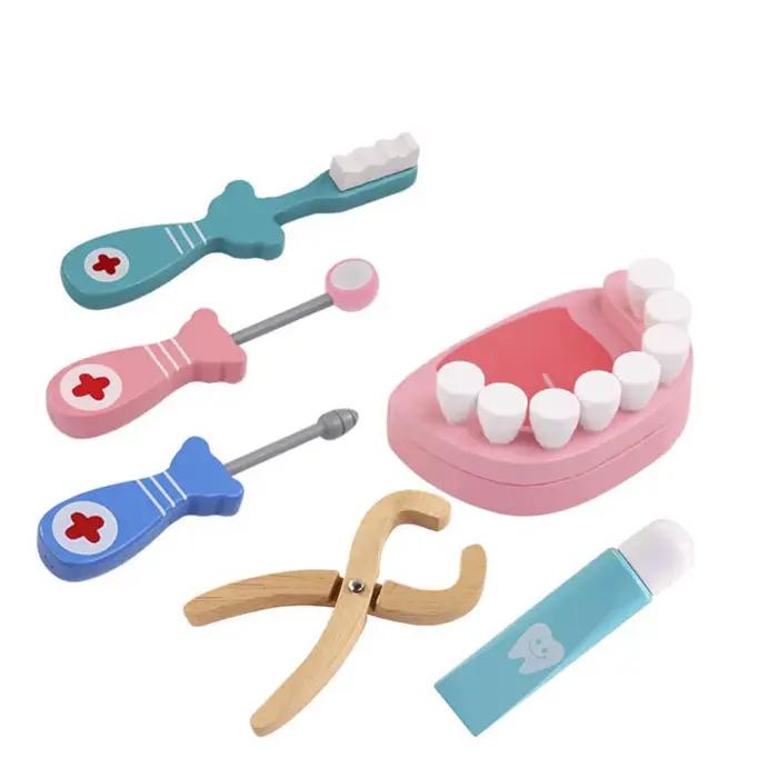 Jouets éducatifs de médecin en bois pour enfants, ensemble de coffre à médicaments de Simulation méd