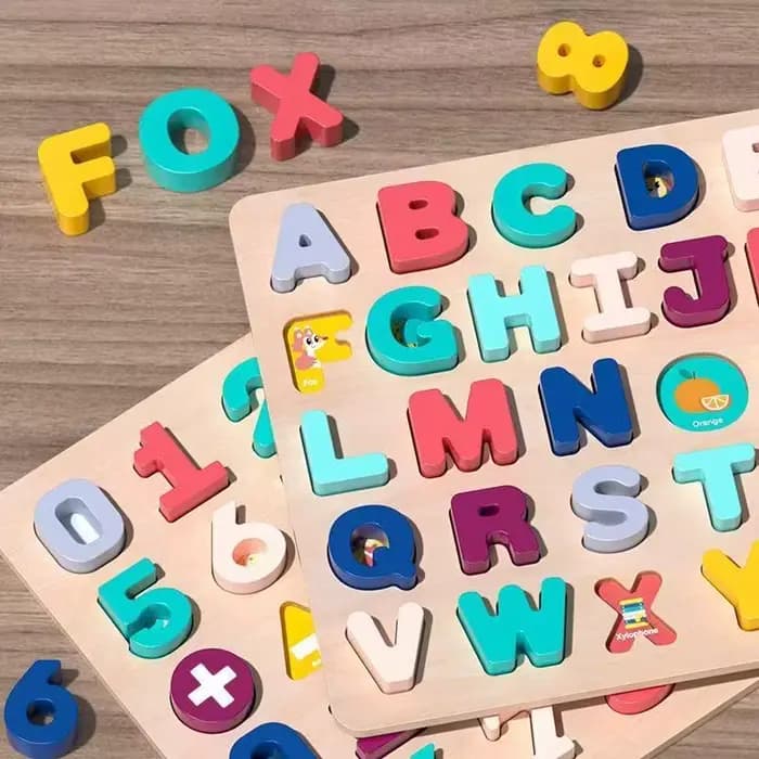 Puzzle en bois Montessori pour bébés de 2 à 4 ans, jouets ABC Alphabet et chiffres, jeu de société a