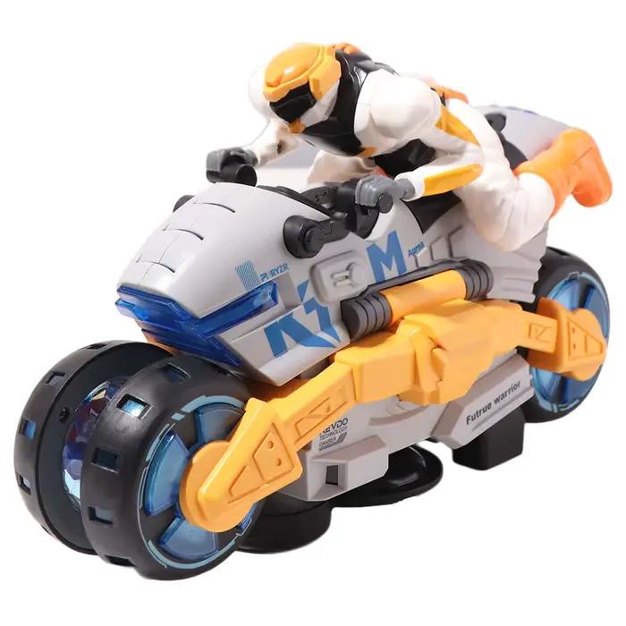 Moto électrique rotative à 360° avec lumières dynamiques, transformable et interactive, jouet moto d