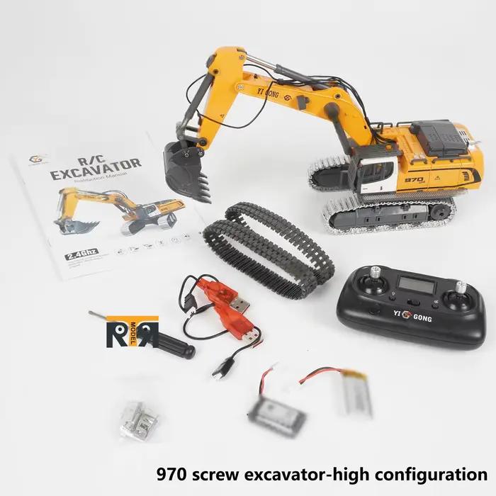 Mini pelle 1/50 970 RTR RC, Simulation électrique, véhicule d'ingénierie mécanique avec système lumi