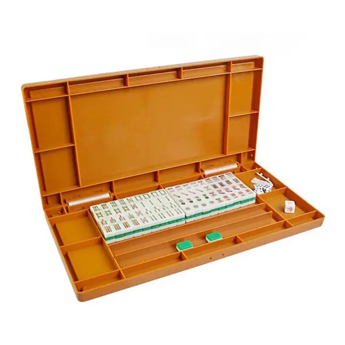 Mini ensemble de Mahjong avec table de Mahjong pliante portable, jeu de Mahjong pour les voyages, le