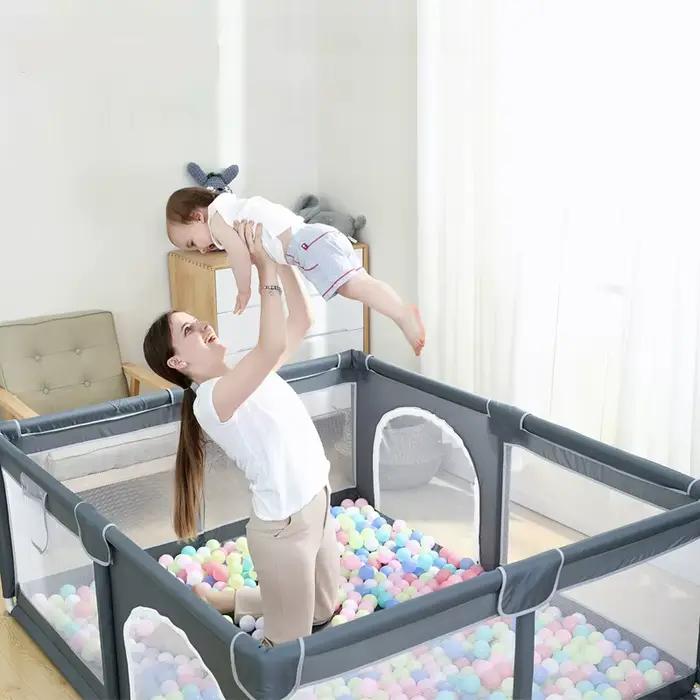 Parc pour bébé 150x180CM, barrière de sécurité pour enfants, clôture pour aire de jeux antidérapante