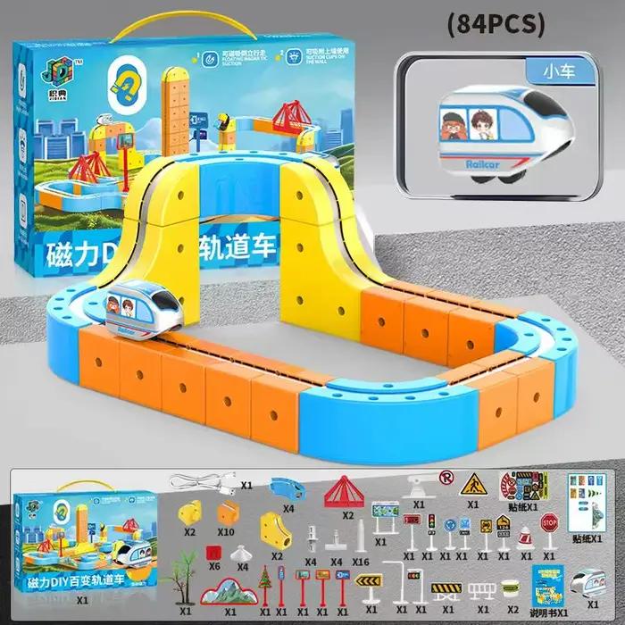 Jouet de train magnétique pour enfants, blocs de construction éducatifs DIY, circuit magique, labyri