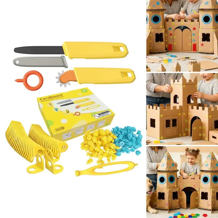 Kit d'outils de construction en carton, 168 pièces, jouet éducatif pour garçons et filles d'âge scol