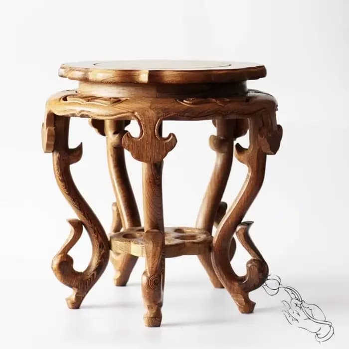 Base Ruyi en bois d'aile de poulet, support de bonsaï et de Vase, ornement sculpté en bois rouge pou