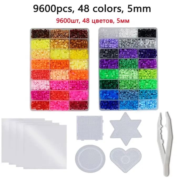 Boîte de perles Hama pour enfants, jouet éducatif, jouets de capacité 3D, perles Chrysler, feuilles 