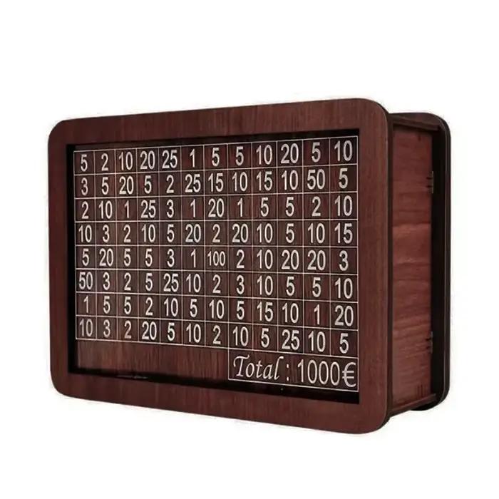 Tirelire en bois, coffre-fort, caisse d'épargne, mallette de rangement, défi, 1000/2000/3000/5000/10