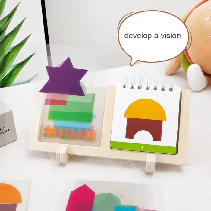 Jouets de conception de maison géométrique, puzzles pour enfants, exercices de formes géométriques, 