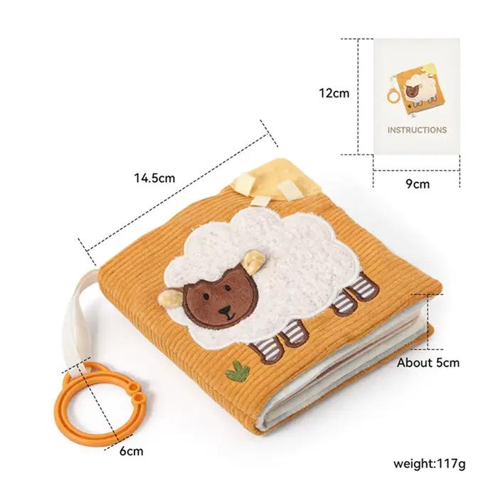 Livre en tissu éducatif pour bébé, adorable petit agneau, livre apaisant pour l'apprentissage cognit