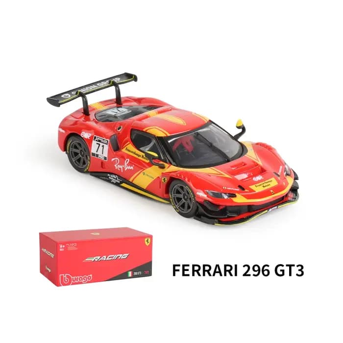 Bburago 1:43 Ferrari 296 GT3 véhicules statiques moulés sous pression modèle de collection jouets de