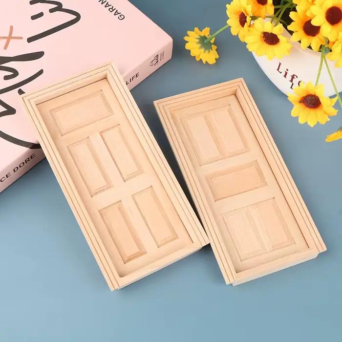 Maison de poupée Miniature avec 6 panneaux, cadre de porte en bois, à échelle 1/12, DIY, matériel d'