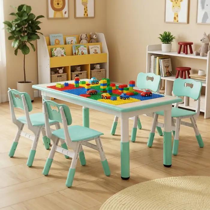 Ensemble de table et 4 chaises pour enfants, 5 pièces, table multi-activités pour tout-petits, ensem